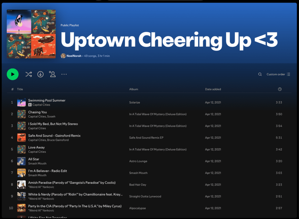 A screenshot of a spotify playlist